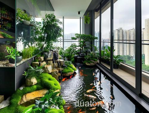 鱼池水净化楼梯间客厅里有10平方米景鲤鱼池,现鱼粪积多,水质有臭味、变黑,每天10多条死鱼。请问如