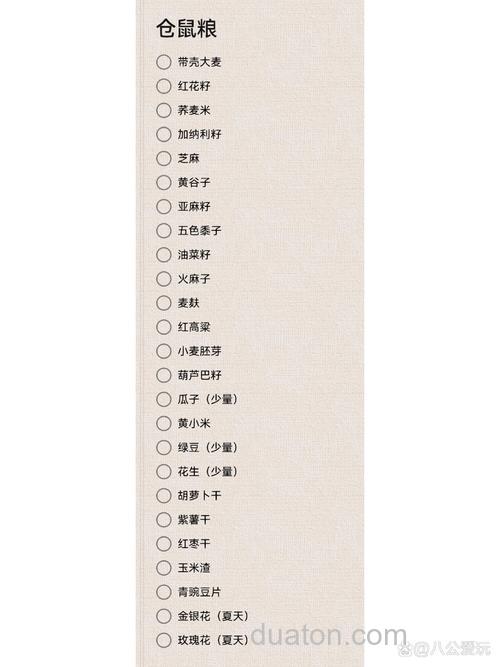 求一仓鼠粮食自配配方