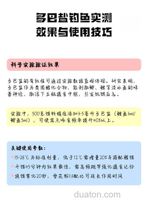 多巴盐钓鱼用法和用量?