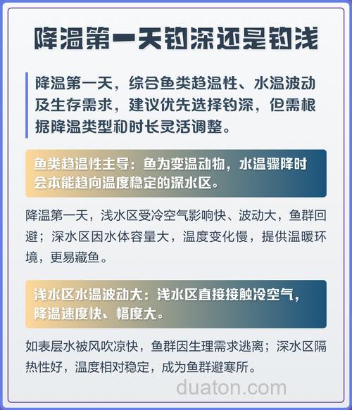 头一天高温第二天降温钓鱼深水还是浅水?