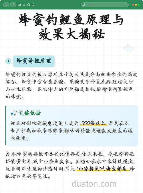 蜂蜜钓鲤鱼最佳配方？