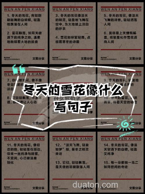 冬天片片雪花飘落宛如什么什么什么?
